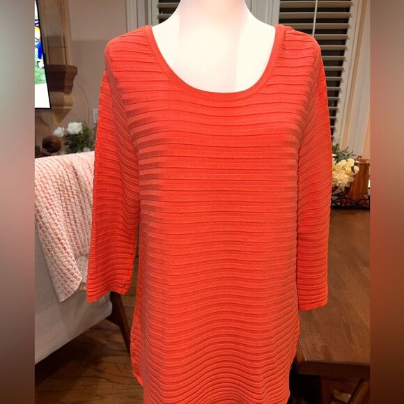 Lane Bryant Orange A Line Keyhole Ribbed Pullover Sweater Scoop Neck Plus 14/16 - Picture 1 of 6